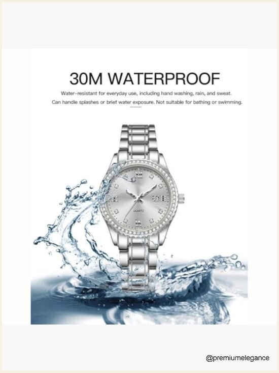 Luxury Diamond Quartz Wrist Watch with Date Waterproof Ladies Dress Casual